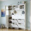 Armoire à chaussures moderne à tiroirs rabattables avec portes en verre trempé, tablette de rangement et 6 tiroirs pour l'organisation du couloir-132426429