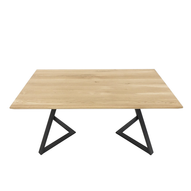 Carliana Oak Rectangular Dining Table with Steel Base, 75" H x 80" L x 120" W, Unfinished