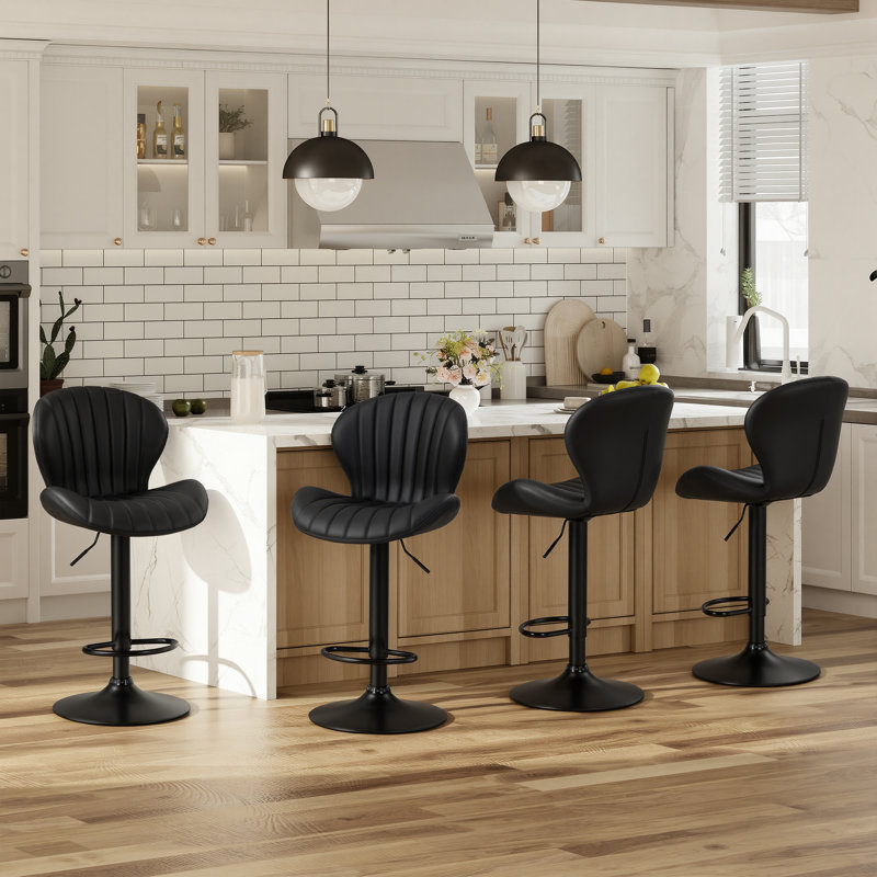  Tabouret de bar pivotant à hauteur réglable avec structure en métal, Noir