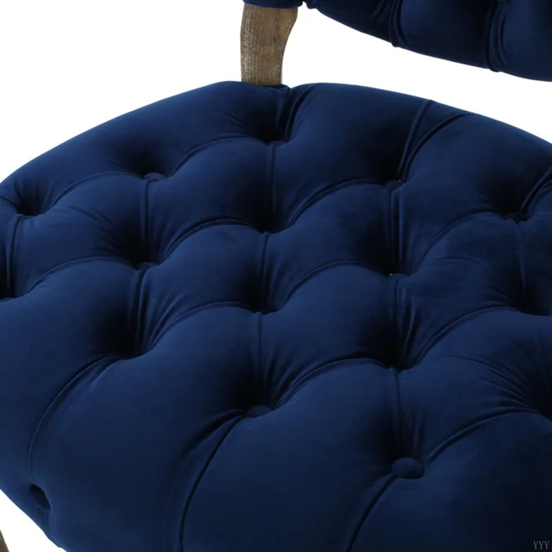 Chaise capitonnée KD (WTHR), Velours bleu