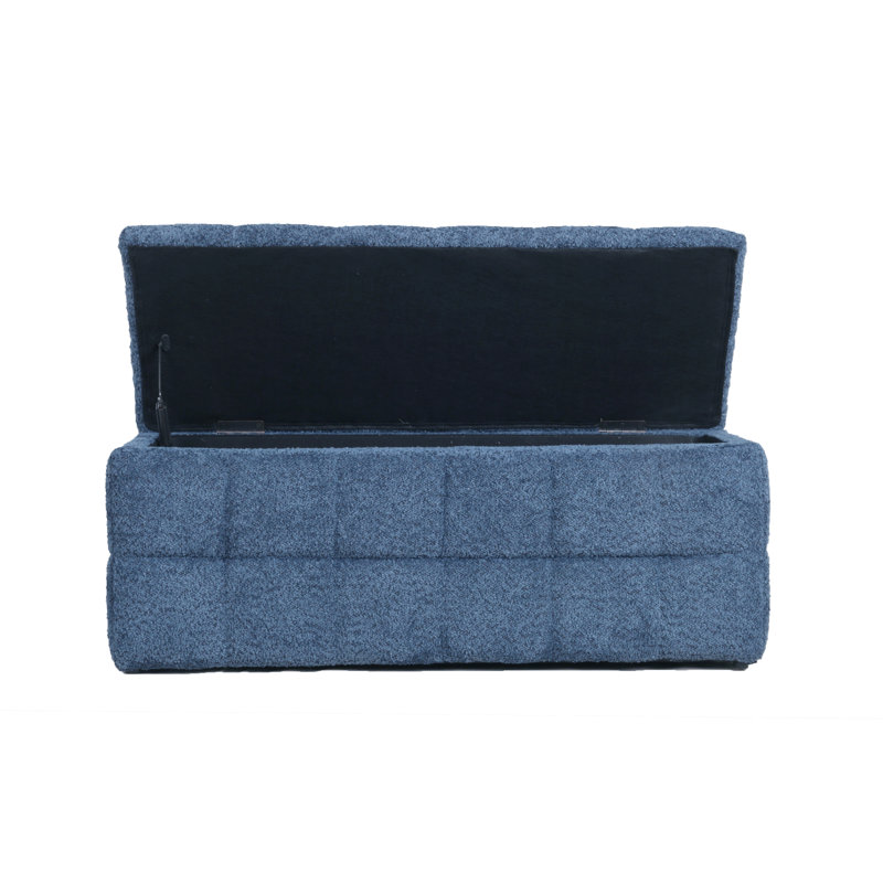 Banc de rangement avec repose-pieds Lawona, Bleu foncé