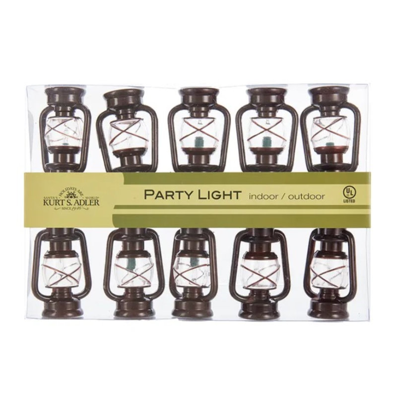 Kurt Adler 10-Light Antique Brass Outdoor Lantern String Lights