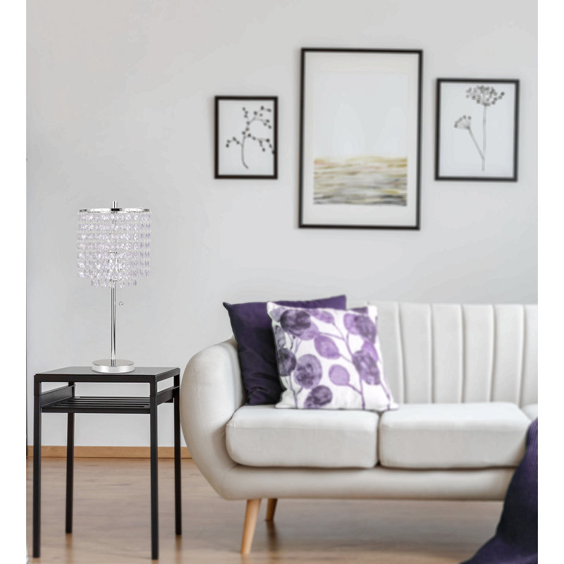Lampe de chevet 20 po avec abat-jour tambour transparent Alessandro, Métallique, 19"
