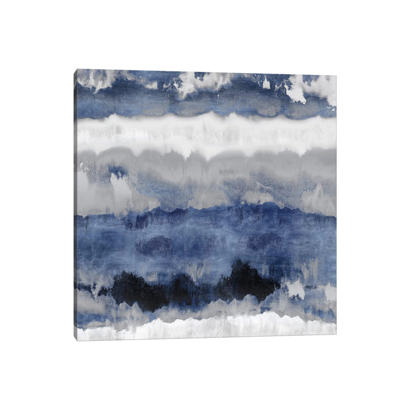 Indigo Gradations by Rachel Springer - Floater Frame Painting on Canvas, 30.48 cm H x 30.48 cm W, Wrapped Canvas