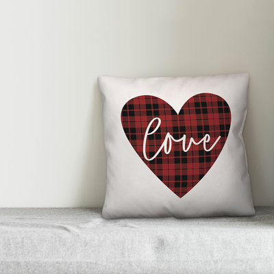  Love Plaid Heart Throw Pillow
