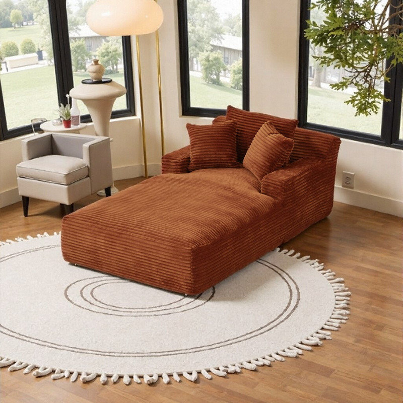 Chaise longue en velours côtelé FSedeo, canapé-lit moderne pour plus de confort et de style, Orange