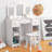 Princess Vanity Set - Tri-Fold Mirror, Lights, Stool & Drawers, 2-in-1 Wooden Makeup Desk & Study Table, Safe & Sturdy-1429450004