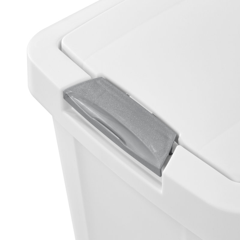 White 7.5 Gallon Plastic TouchTop Kitchen Wastebasket