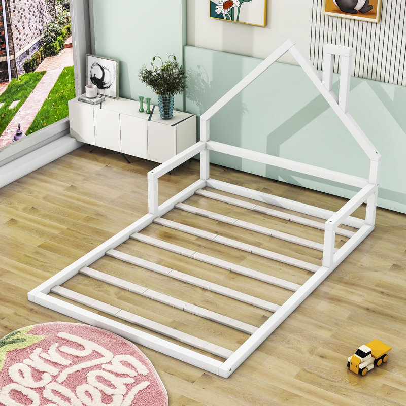 Structure de lit en bois Evariste, Blanc