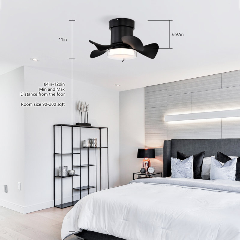 Ventilateur de plafond 21 pouces à faible bruit et noir avec télécommande