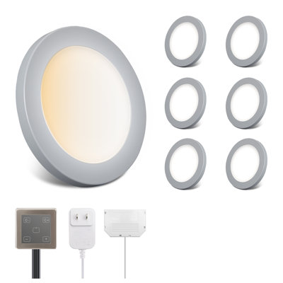 V4Light 6-Pack 6Mm Ultra-Thin Led Puck Lights, Touch Dimmer, 2700K-6500K Adjustable Colour Temp For Kitchen & Closet