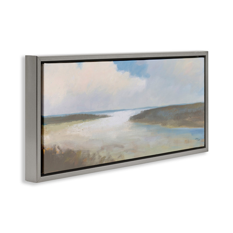 «Soft Coastal Shore» par Wellington Studio, Cadre gris, H 14 po x l 31 po