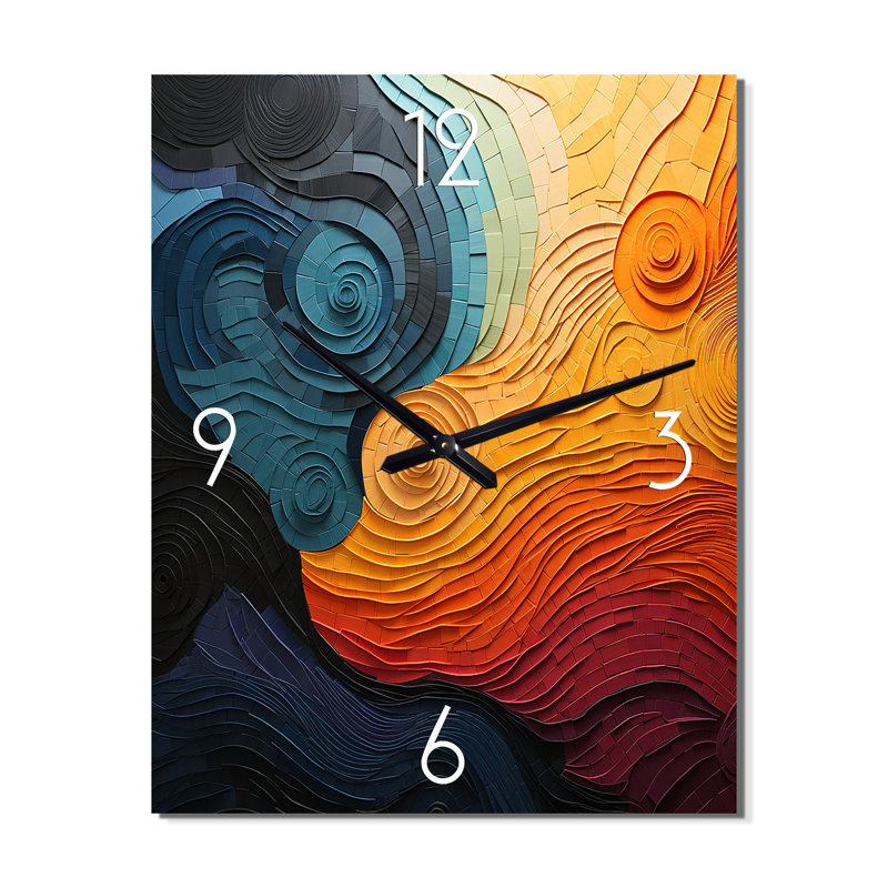 Horloge murale abstrait bleu sarcelle Op Art Rhythmic Illusion II, Petit