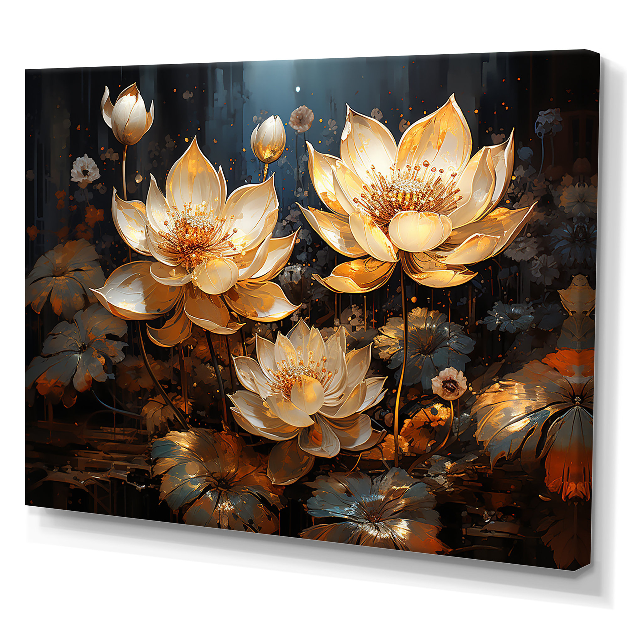 Bungalow Rose Golden Lotus Tranquility III - Lotus Canvas Wall Art ...