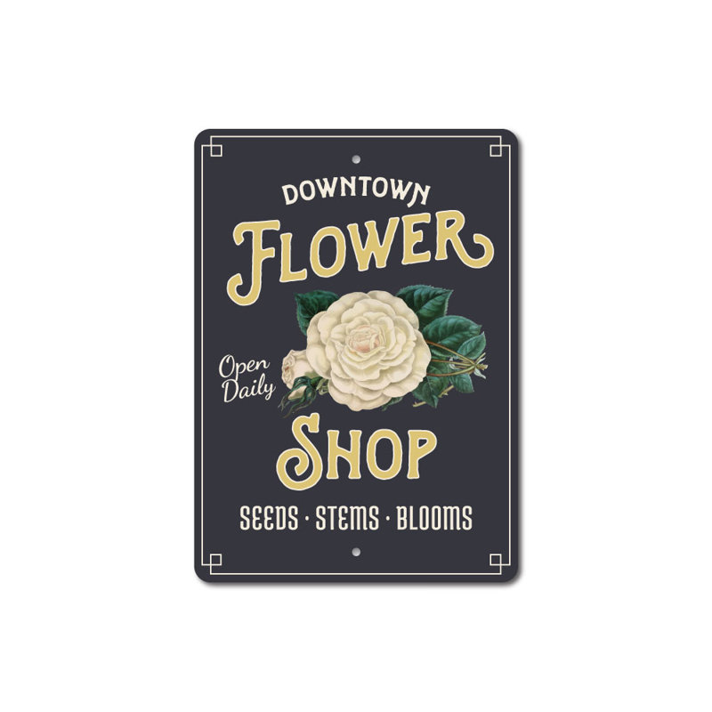 Panneau en aluminium Flower Shop, H 18 po x l 12 po x P 0,06 po