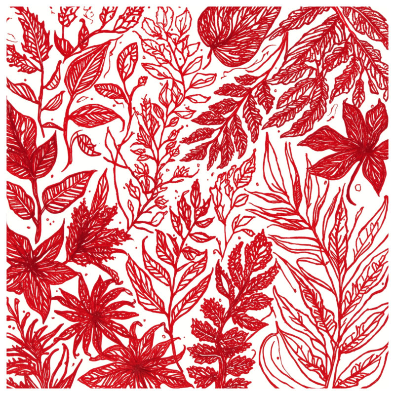 Édredon Red Botanical Illustration, Grand lit