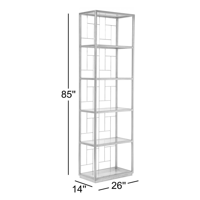 26"W x 14"D x 85"H  5-Tier Mid Geo Slim Etagere, Argento