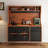 Solid Ash Wood Pantry Cabinet with Stainless Steel Base