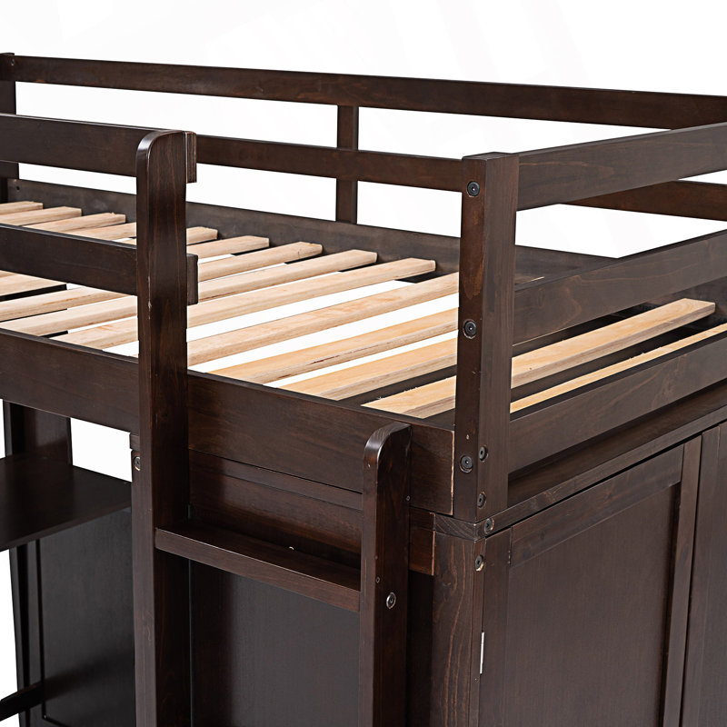 Lit mezzanine simple avec bureau et garde-robe