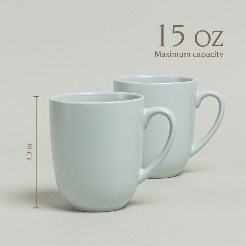 over&back Coupe Semi-Matte Hand-Finished Stoneware Mugs, Blue