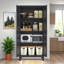 Garde-manger moderne 61 po, armoire de rangement en métal avec portes et tablettes réglables pour la chambre à coucher, le salon et la cuisine-1754758825