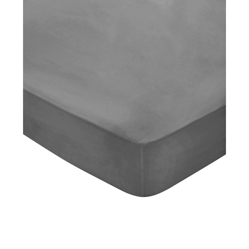 BOB 300TC EQYPTIAN COTTON 100% Cotton Plain Weave / Muslin Fitted Sheet, Kingsize (5'), Grey