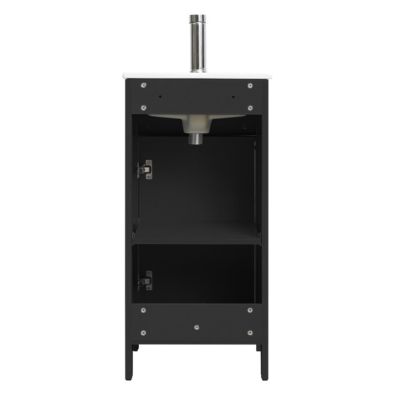 Meuble-lavabo moderne 16 po avec lavabo, Doré, Noir