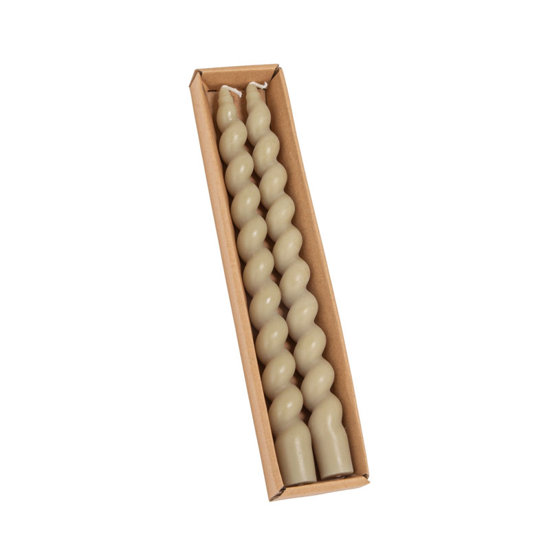 Bougies torsadées non parfumées en boîte, Gris, 2