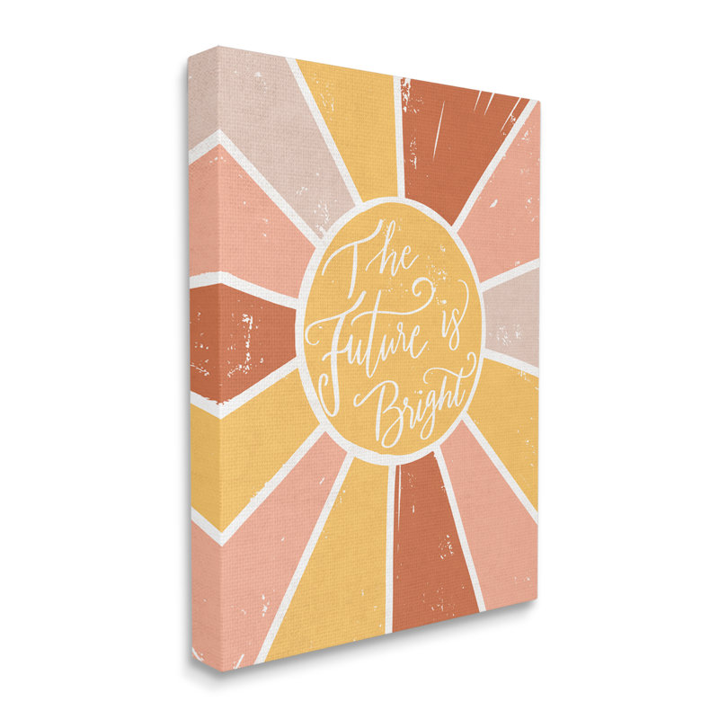 Future Is Bright Warm Neutral Sun Canvas Art for Kids Nursery