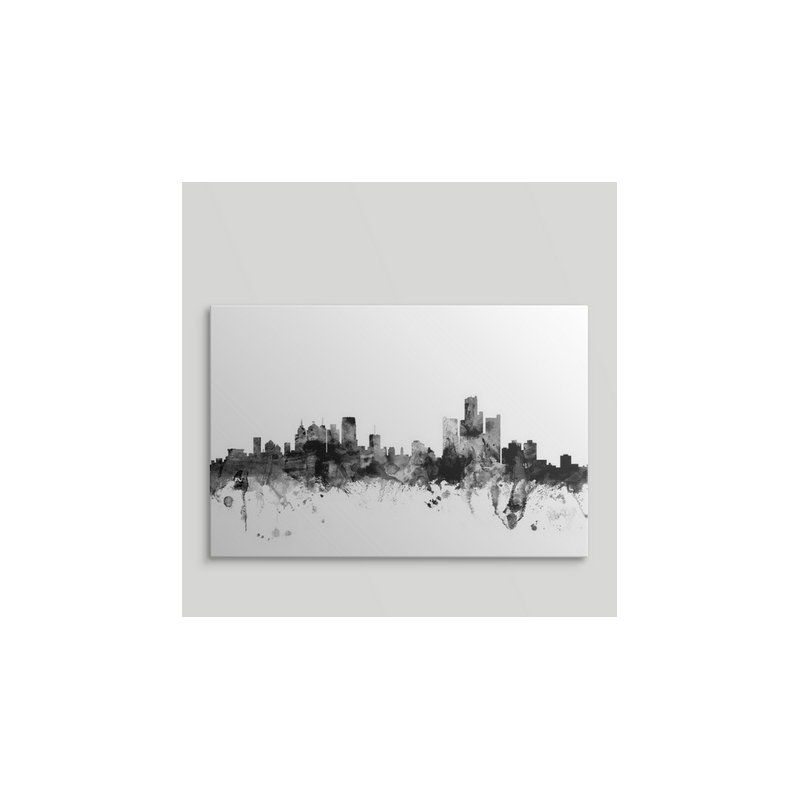 «Detroit Michigan Skyline» par Francy, impression, H 20 po x l 30 po x P 1,5 po, Toile