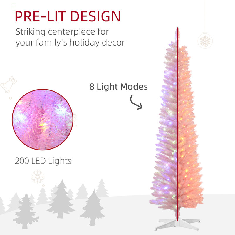 Arbre de Noël artificiel haute 6 pi avec 6 branches colorées et 360 lumières colorées, 5.9'