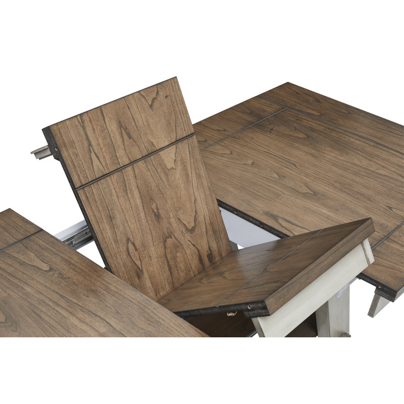 Brown Rectangular Extendable Wood Dining Table with Trestle Base