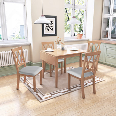 Dining Set 5 Piece, Extendable, Wooden, Upholstered, Dining Room Furniture