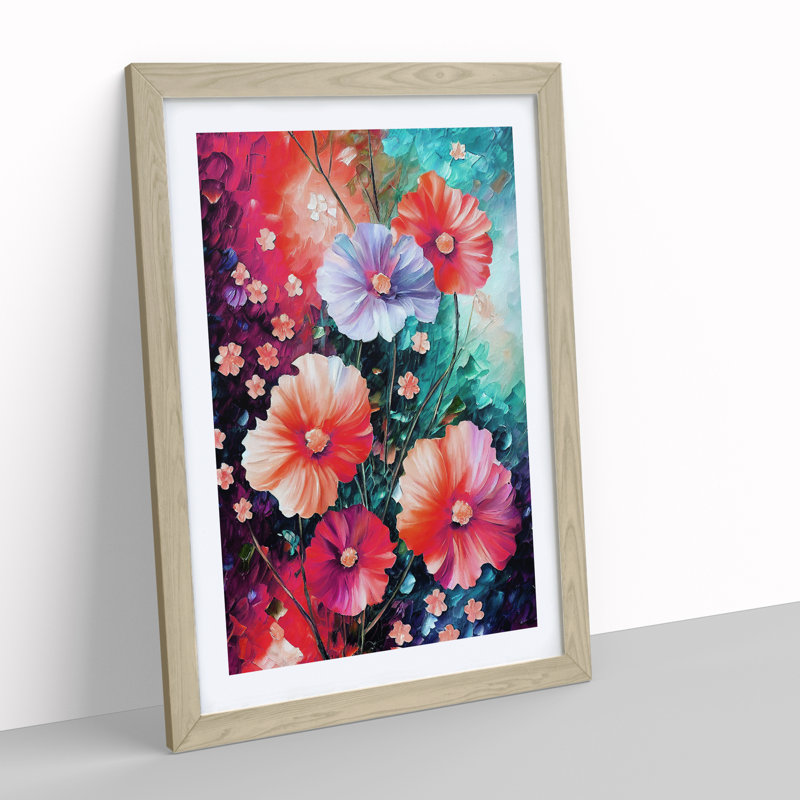 Bunch of Flowers No.2 - Wall Art, 66cm H x 48cm W x 2cm D, Oak Framed, White
