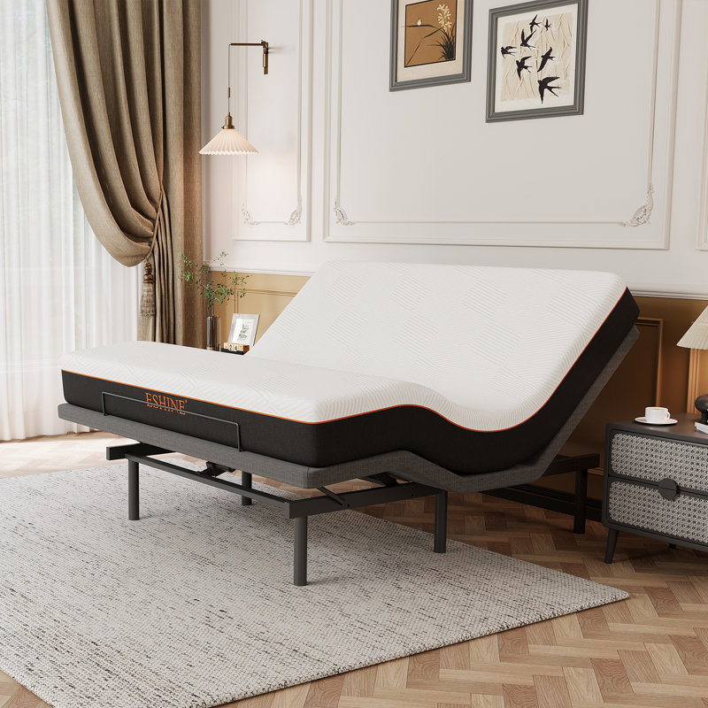 Très grand lit réglable avec matelas en mousse à mémoire de forme de 10 po, massage, gravité zéro, télécommande sans fil et contrôle des applications