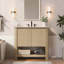 Meuble-lavabo vintage de 30 pouces avec lavabo en céramique, armoire moderne avec 2 portes à fermeture douce et grand rangement, pieds en fer robustes-1119193235