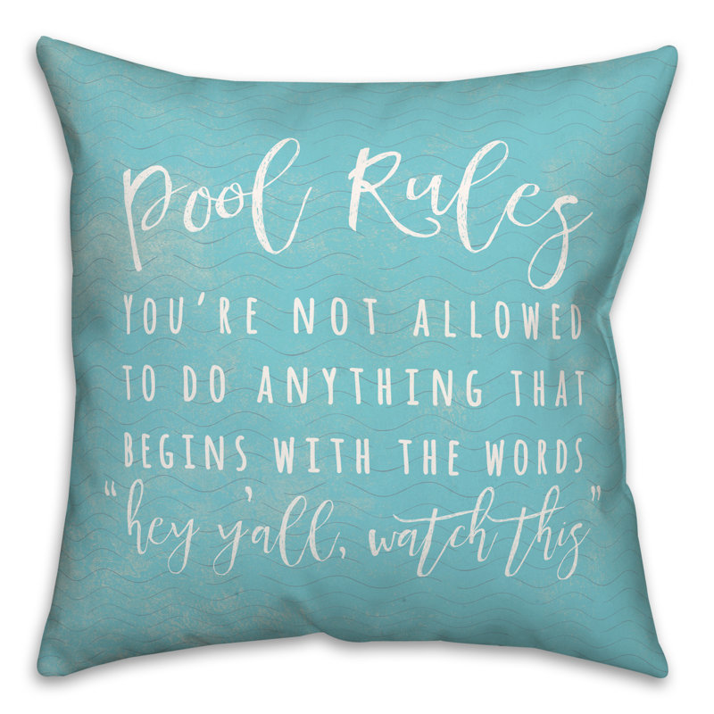  Pool Rules Waves Square Pillow Cover & Insert