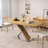 47.25 "-63" Dining Table, Original Wood Color, Seating 4-6 People, Retractable Table, Cross Metal Base And Stainless Steel Tubing(Natural)-1012999110