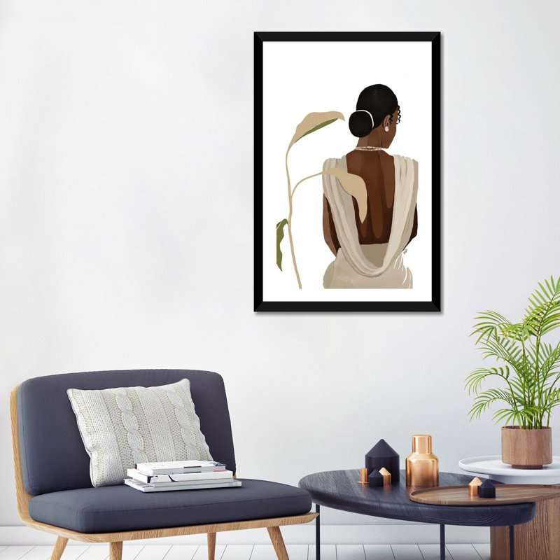«Nora» par Bria Nicole - impression d'art graphique, H 32 po x l 24 po x P 1 po, Papier encadré noir, Blanc