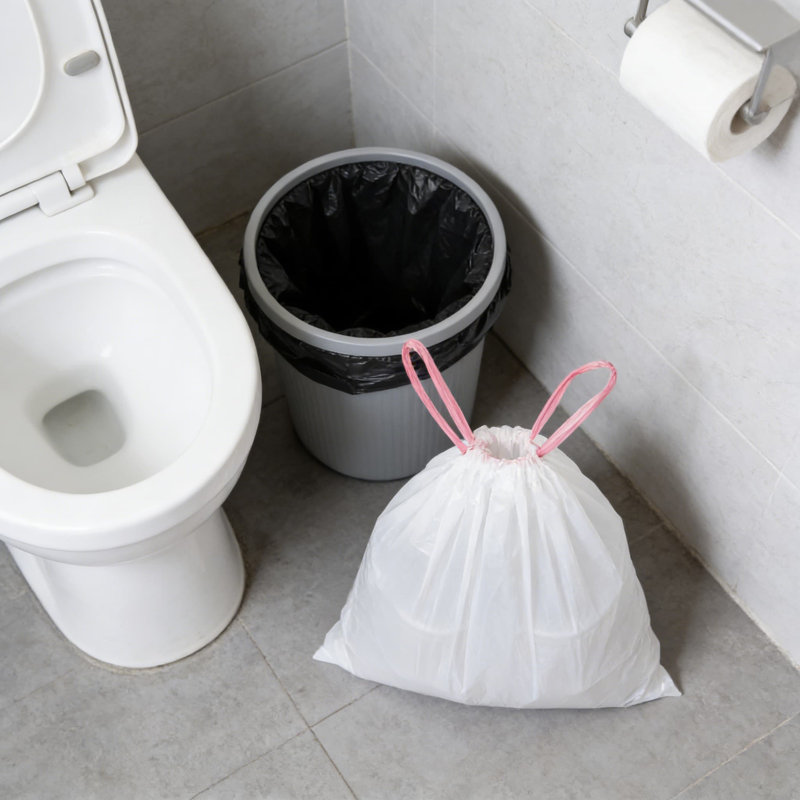Sacs à ordures à cordon de 2,6 gallons, petits sacs à ordures de 1,18 mil d'épaisseur pour bacs de salle de bain, de chambre à coucher et de bureau, non parfumés et transparents, paquet de 68