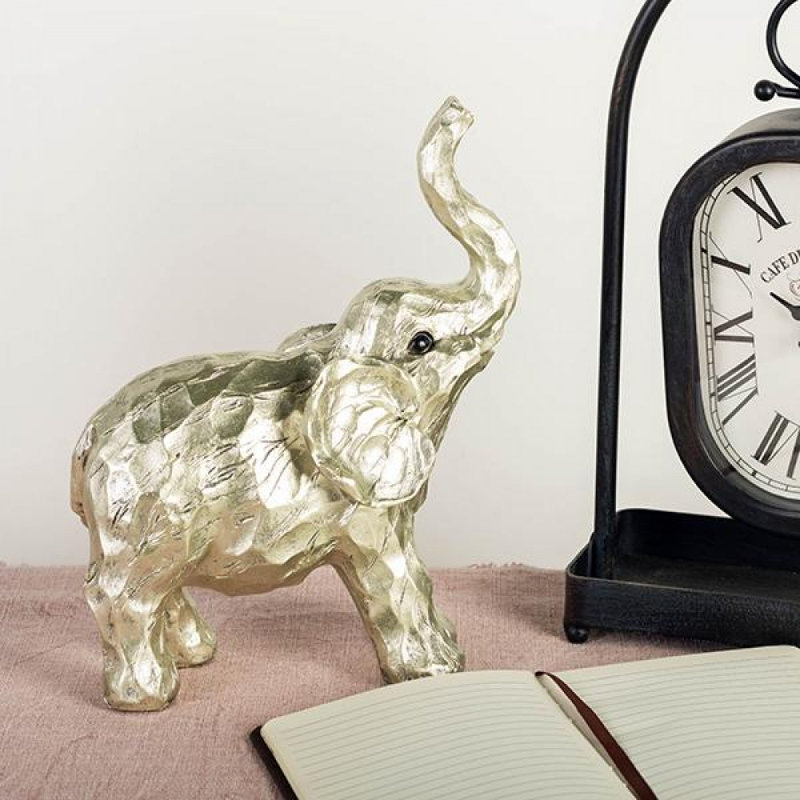 Figurine éléphant blanc avec tronc surélevé