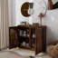 Buffet Mid-Century moderne cannelé, noyer foncé-253864117