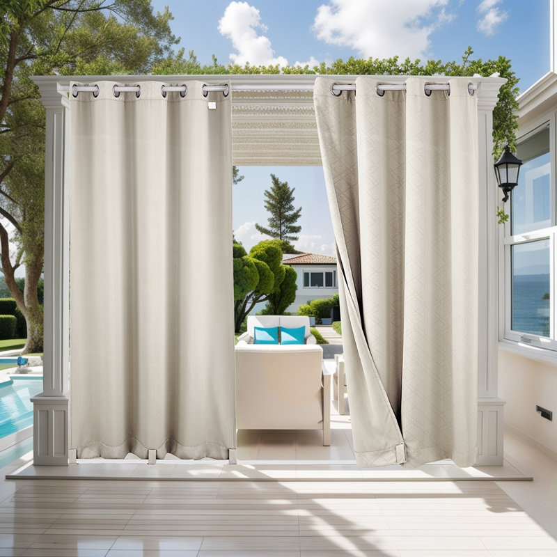 Ormes Outdoor Blackout Curtain, 52cm Width x 84cm Drop, Ivory