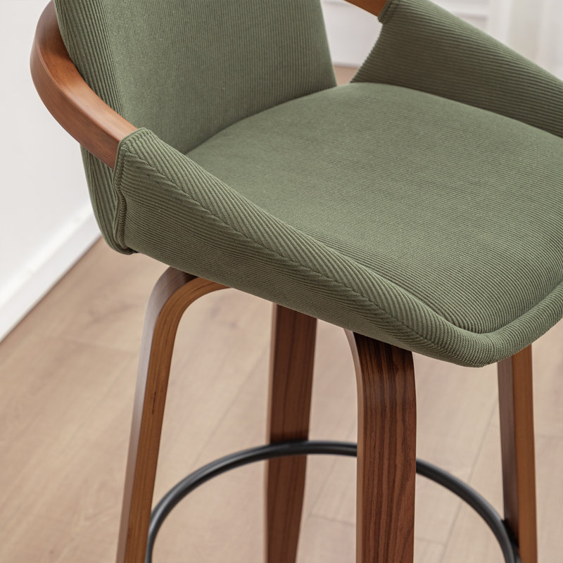 Tabouret de bar et de comptoir pivotant Carruth, Vert, Tabouret de comptoir (siège d'une hauteur de 25 p