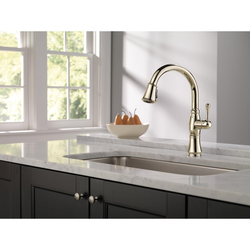 Cassidy Pull Down Kitchen Faucet, Kitchen Faucets with Pull Down Sprayer, Kitchen Sink Faucet, Faucet for Kitchen Sink, Magnetic Docking, Lumicoat Polished Nickel