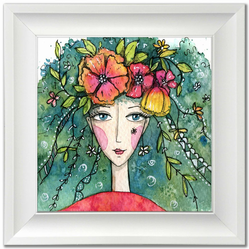 Fée de l'été, art mural sur toile, Cadre blanc, H 17,5 po x l 17,5 po x P 1 po