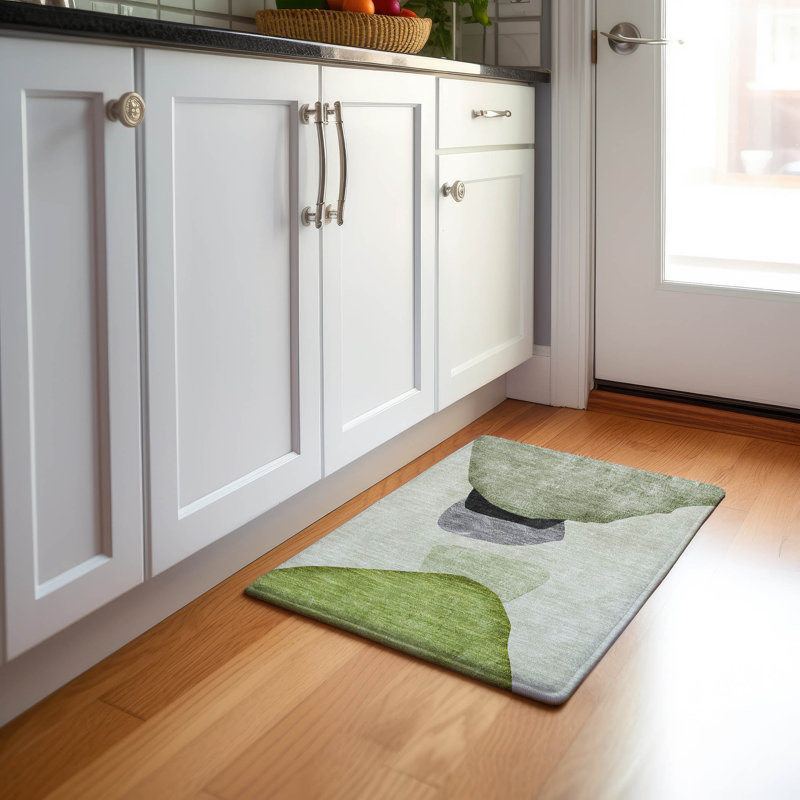 Tapis vert Cerrito Amf547 lavable à la machine de qualité supérieure, Rectangle 1 pi 8 po x 2 pi 6 po