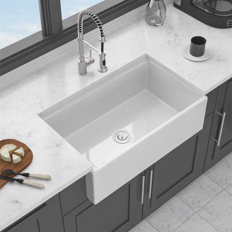 Évier de cuisine 33 "blanc 33 po x 20 po x 10 po en porcelaine blanche