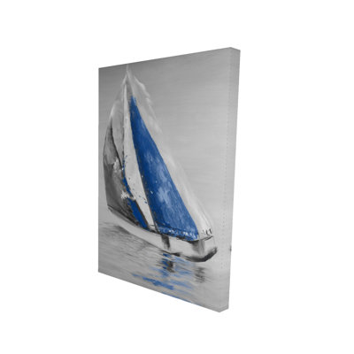 Gray and Blue Boat Sailing Canvas | Bedroom Best Sellers Decor