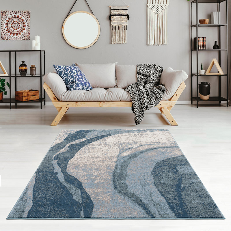 Abstract Wave Area Rug, Rectangle 8' x 10'